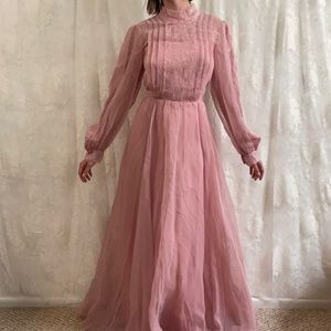 70’s Pink Prairie Dress